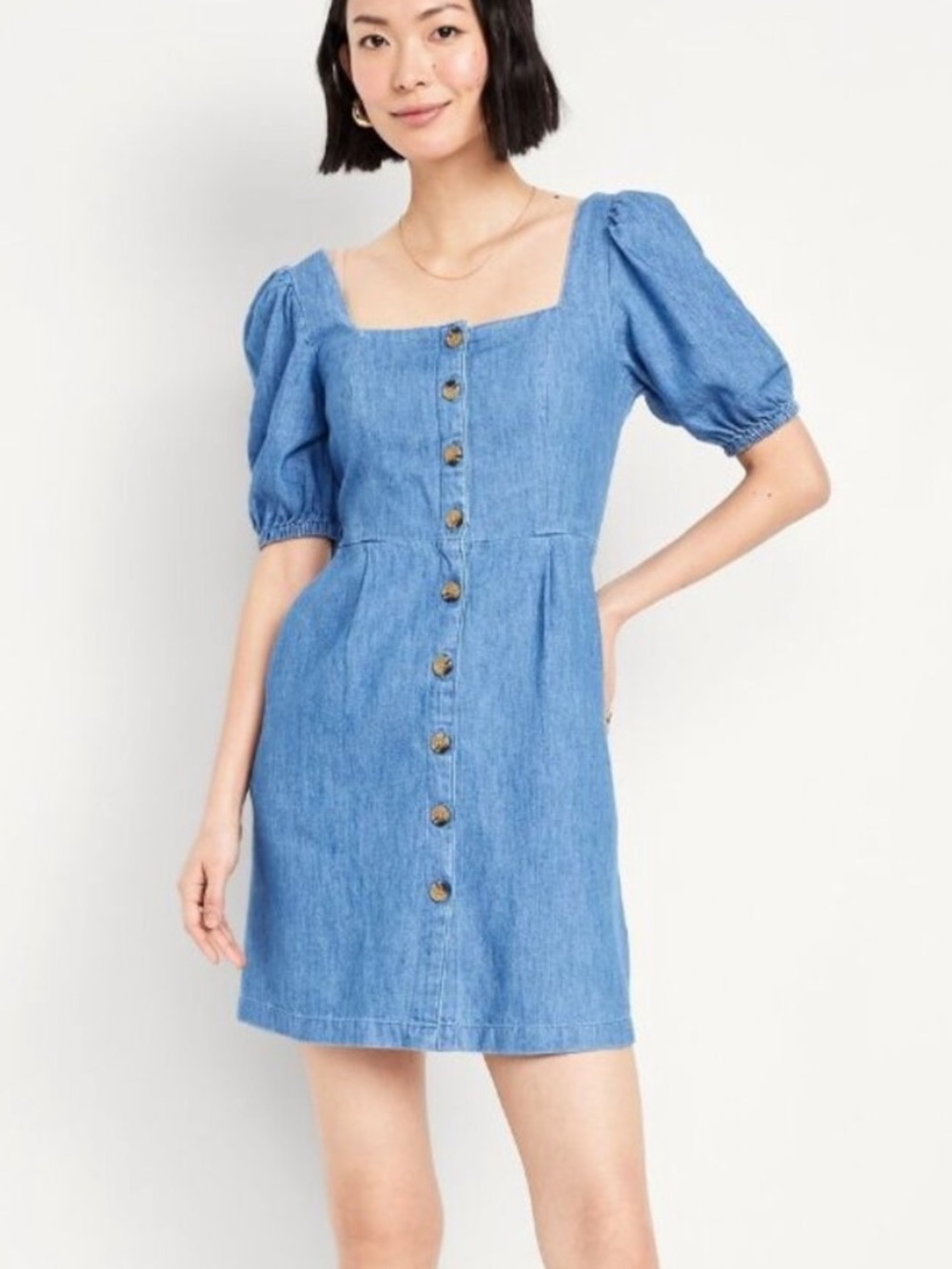 Old Navy Denim Blue Button-Front Mini Dress
